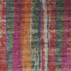 Photo of Beige Orange And Fern Green Striped Washable Indoor Outdoor Area Rug