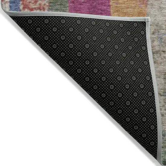 Beige Orange And Fern Green Striped Washable Indoor Outdoor Area Rug Photo 3