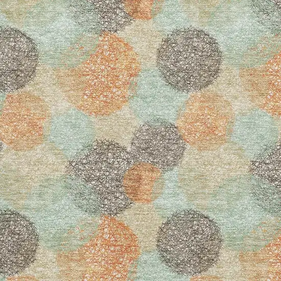 Beige Orange And Ivory Abstract Washable Area Rug With UV Protection Photo 2