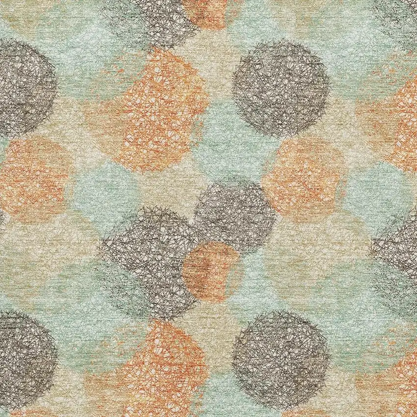 Beige Orange And Ivory Abstract Washable Area Rug With UV Protection Photo 2