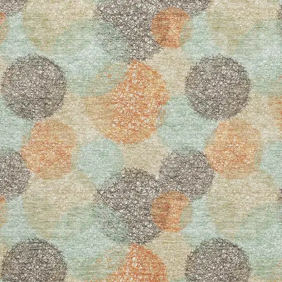 Beige Orange And Ivory Abstract Washable Area Rug With UV Protection Photo 2