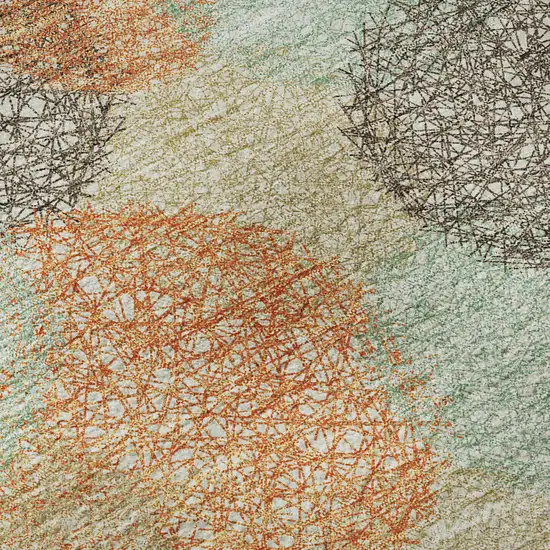 Beige Orange And Ivory Abstract Washable Area Rug With UV Protection Photo 9