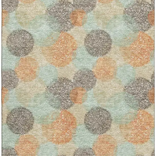 Beige Orange And Ivory Abstract Washable Area Rug With UV Protection Photo 3