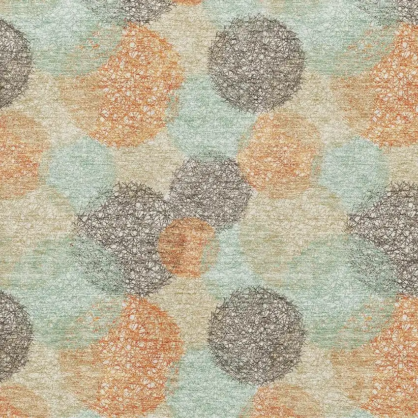 Beige Orange And Ivory Abstract Washable Area Rug With UV Protection Photo 2