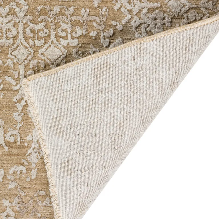 Beige Oriental Area Rug With Fringe Photo 1