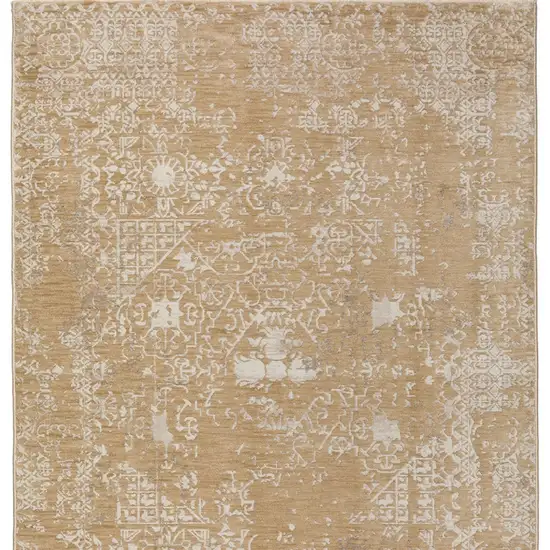 Beige Oriental Area Rug With Fringe Photo 2