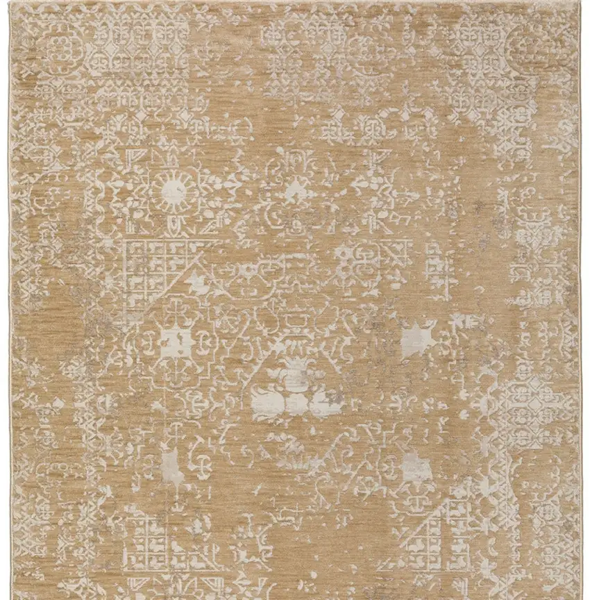 Beige Oriental Area Rug With Fringe Photo 2