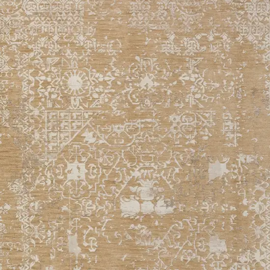 Beige Oriental Area Rug With Fringe Photo 5