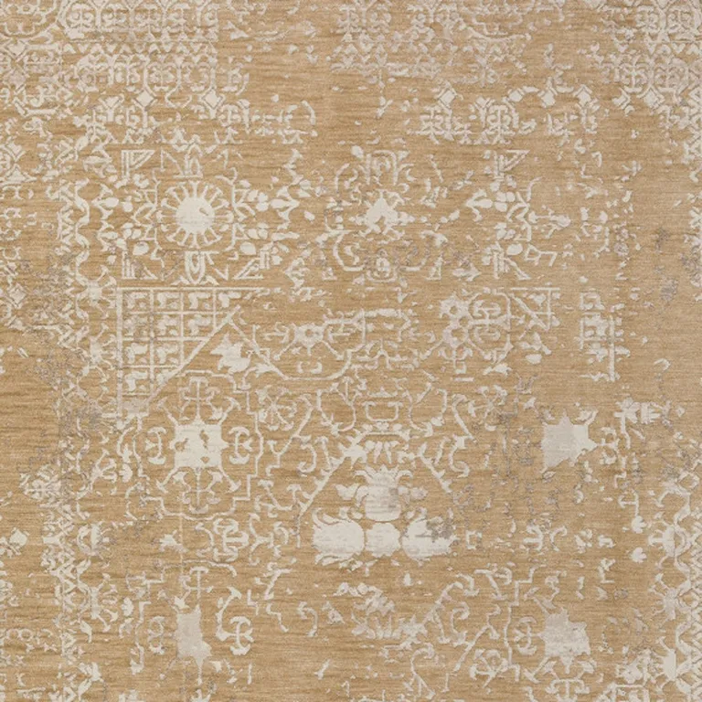 Beige Oriental Area Rug With Fringe Photo 3