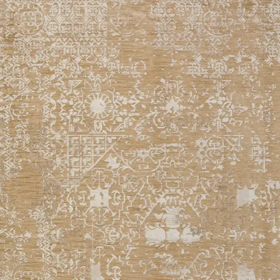 Beige Oriental Area Rug With Fringe Photo 5