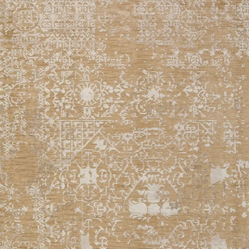 Beige Oriental Area Rug With Fringe Photo 5