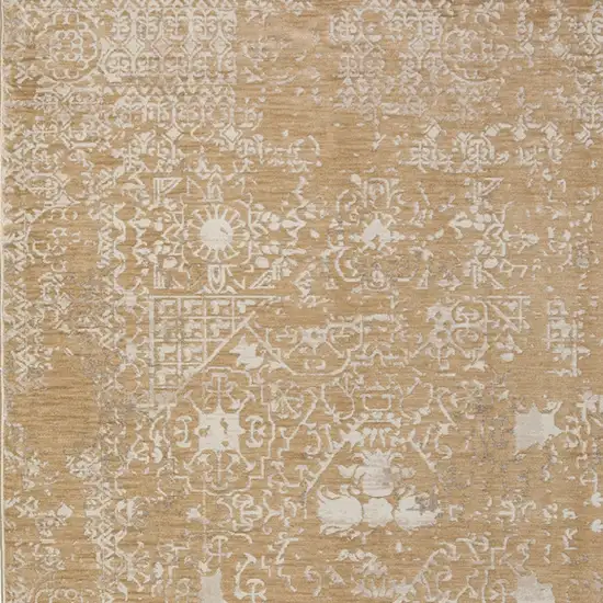 Beige Oriental Area Rug With Fringe Photo 5
