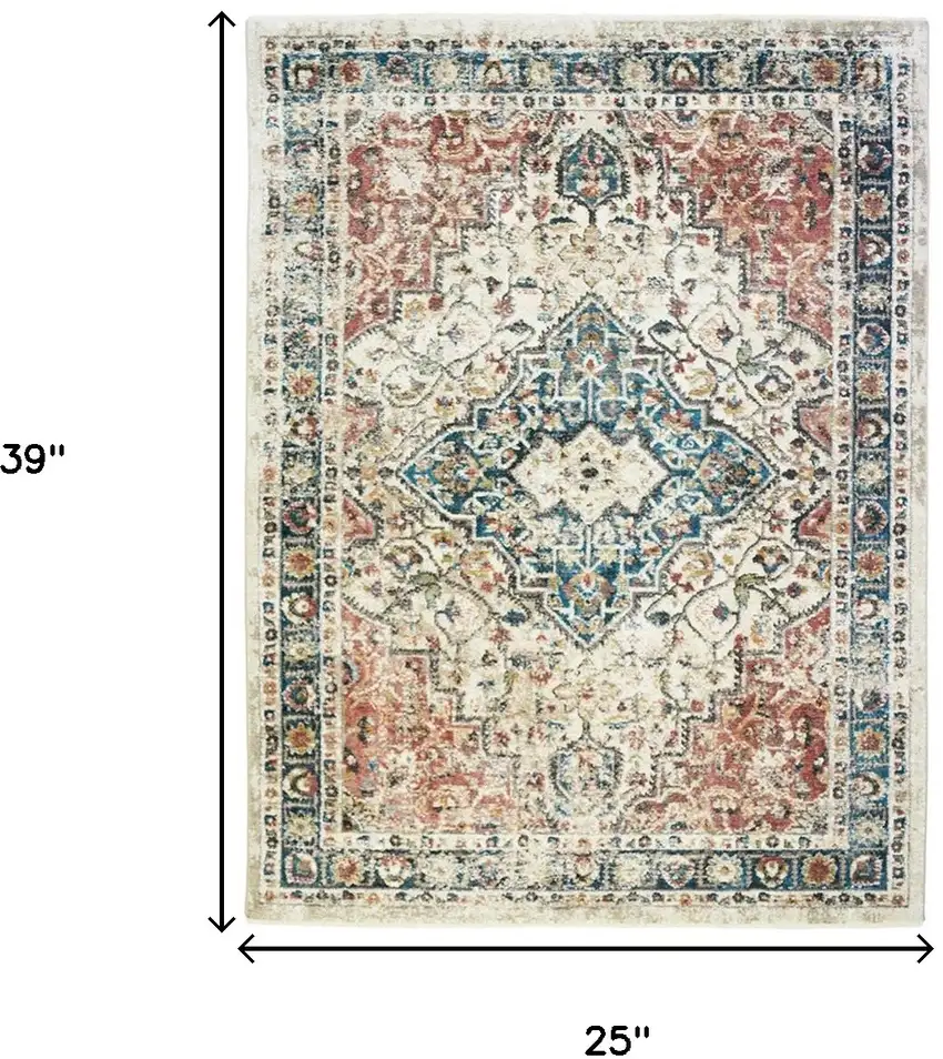Beige Oriental Distressed Area Rug With Fringe Photo 5