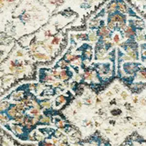 Photo of Beige Oriental Distressed Area Rug With Fringe