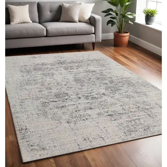 Beige Oriental Distressed Stain Resistant Area Rug Photo 1
