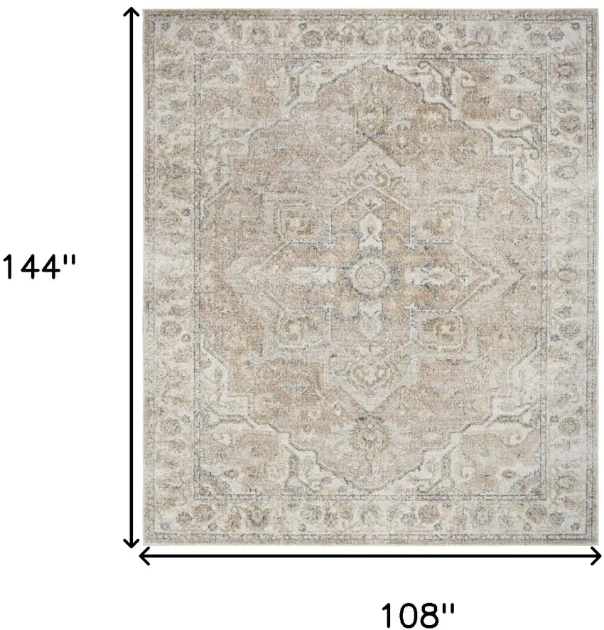 Beige Oriental Power Loom Area Rug Photo 7