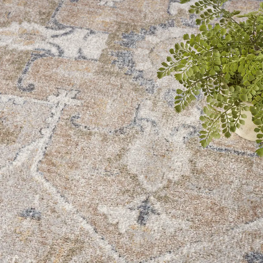 Beige Oriental Power Loom Area Rug Photo 9