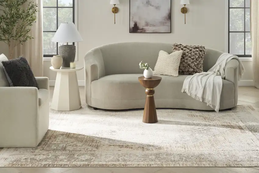 Beige Oriental Power Loom Area Rug Photo 9