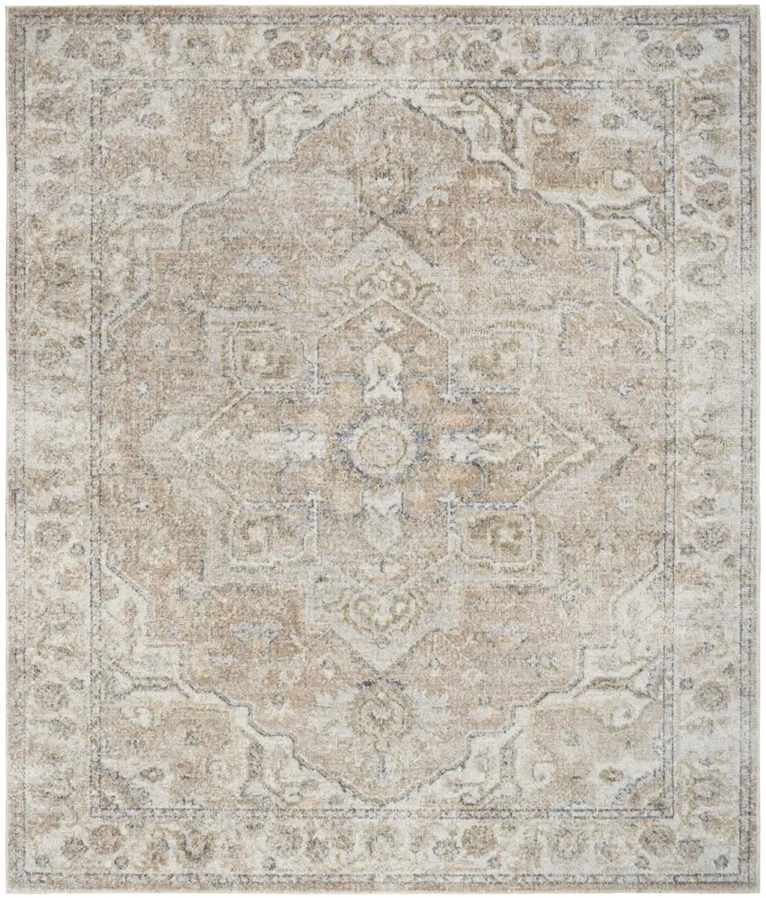 Beige Oriental Power Loom Area Rug Photo 1