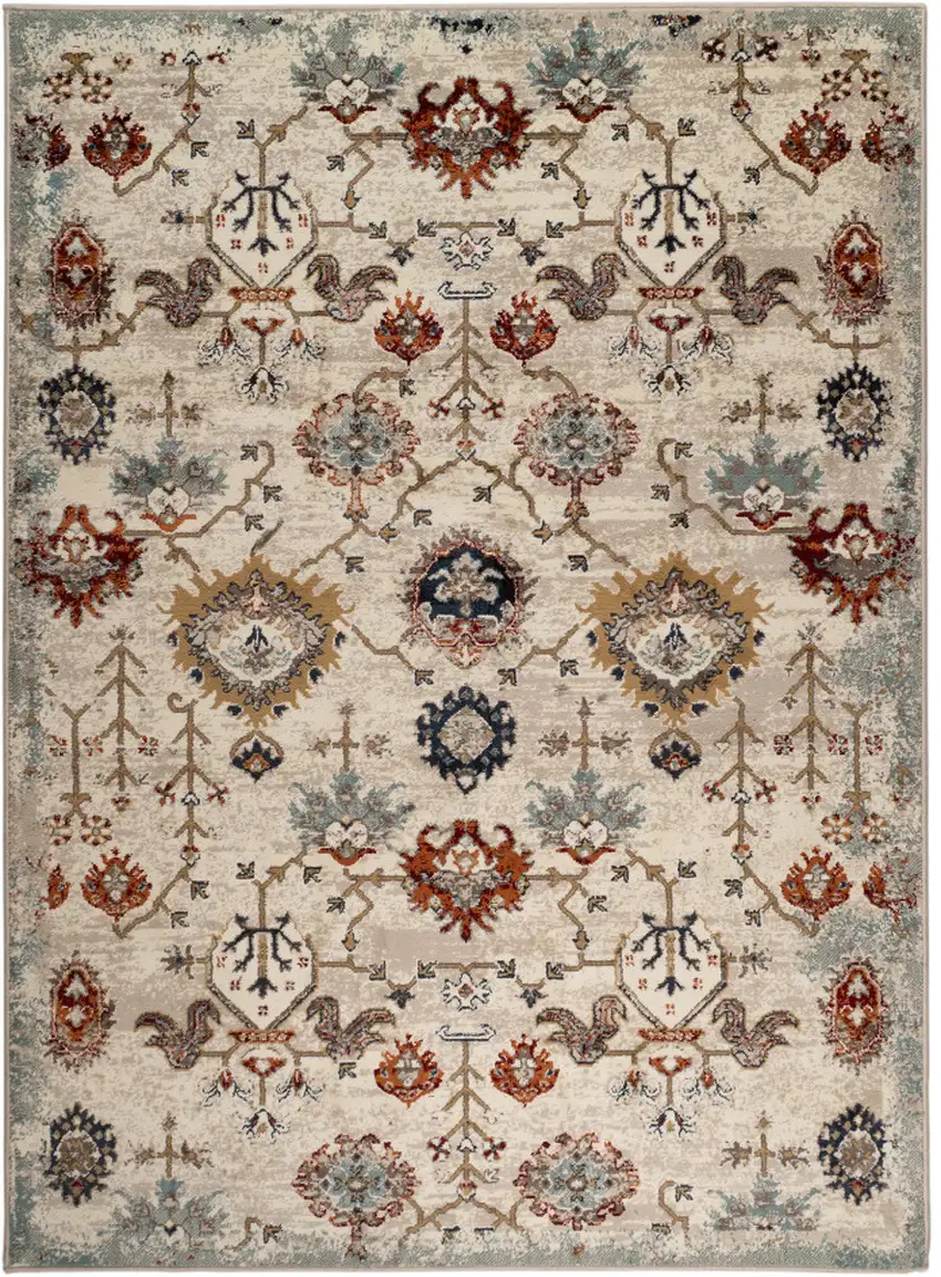 Beige Oriental Power Loom Area Rug Photo 1