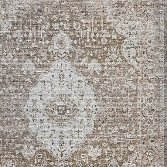 Beige Oriental Power Loom Distressed Area Rug Photo 3