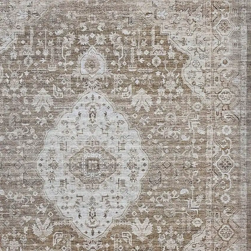 Beige Oriental Power Loom Distressed Area Rug Photo 3