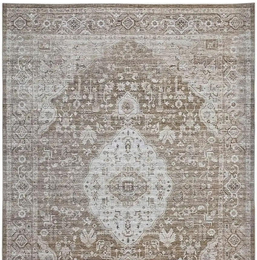 Beige Oriental Power Loom Distressed Area Rug Photo 4