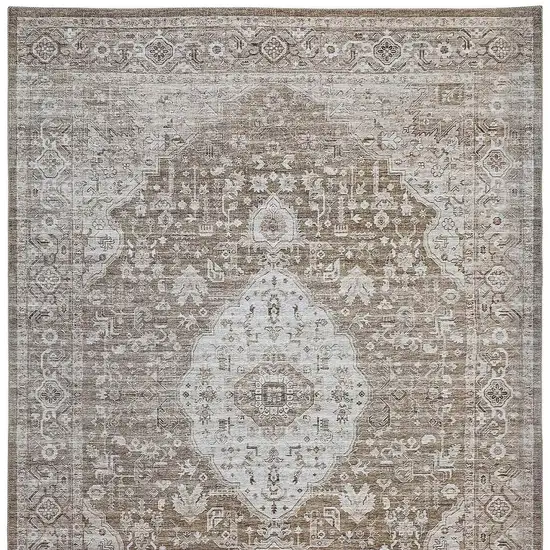 Beige Oriental Power Loom Distressed Stain Resistant Area Rug Photo 4