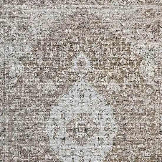 Beige Oriental Power Loom Distressed Stain Resistant Area Rug Photo 3