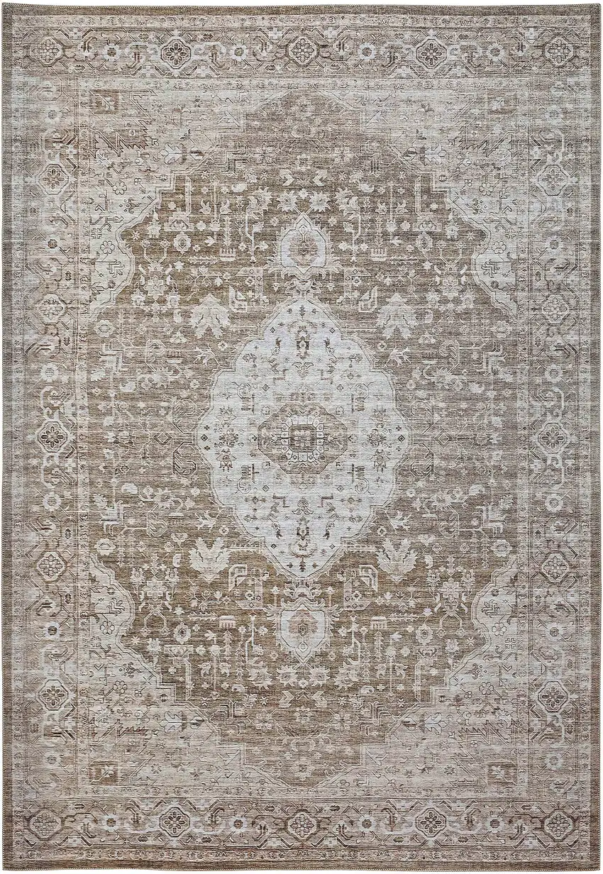 Gray And Ivory Oriental Shag Distressed Area Rug Photo 4