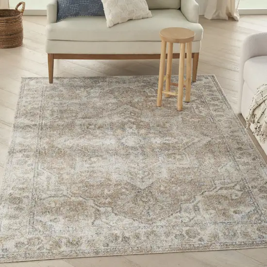 Beige Oriental Power Loom Washable Area Rug Photo 4