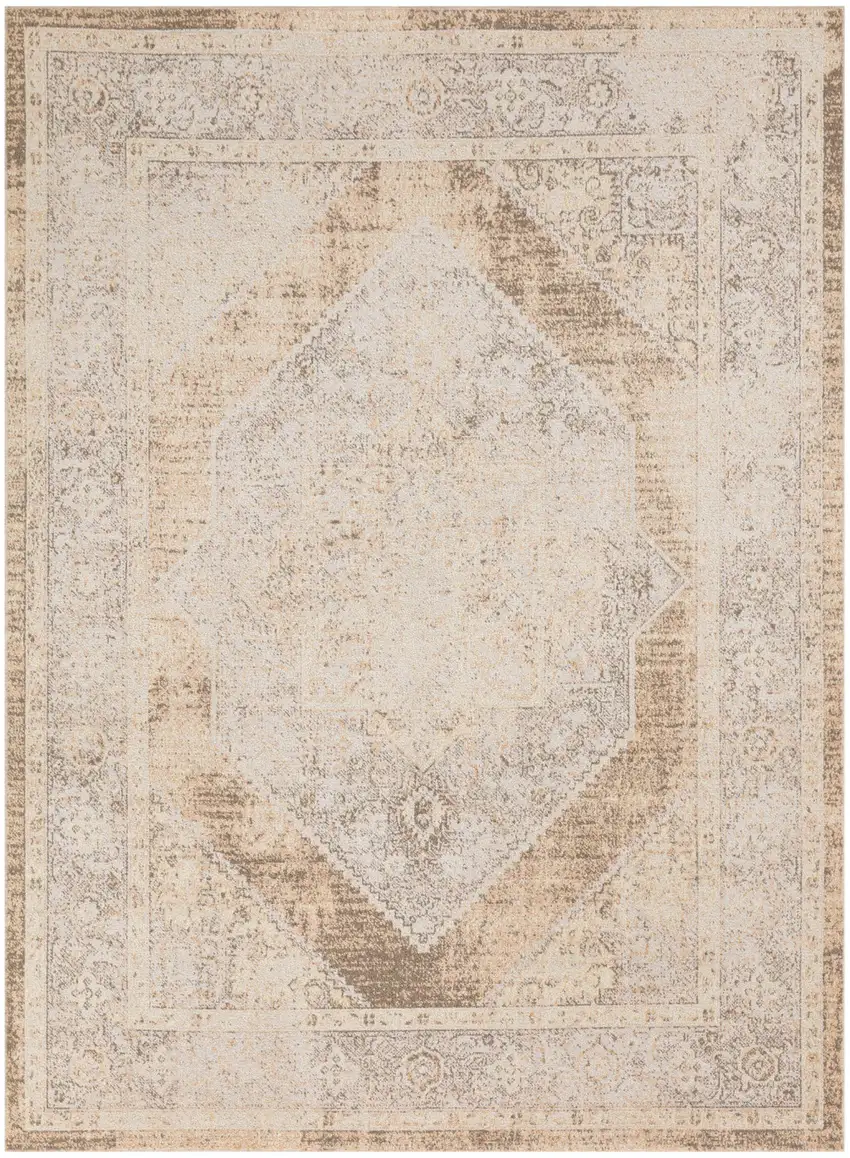 Beige Oriental Power Loom Washable Area Rug Photo 7