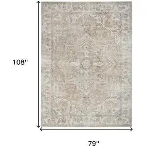 Photo of Beige Oriental Power Loom Washable Area Rug