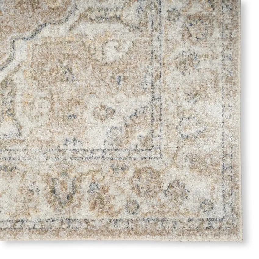 Beige Oriental Power Loom Washable Area Rug Photo 9