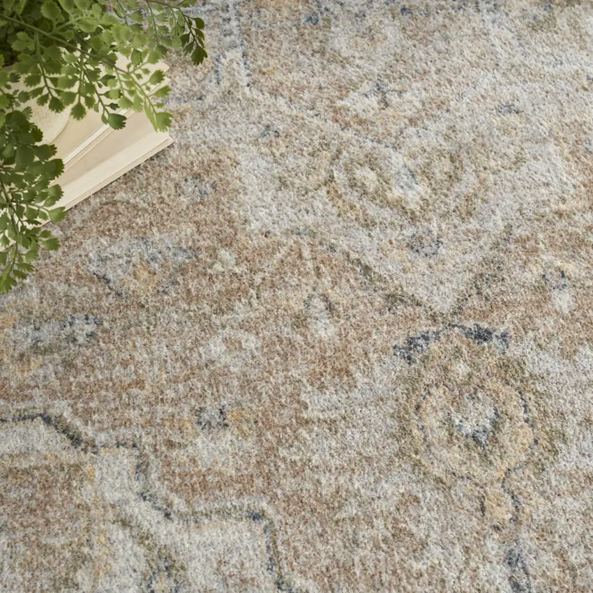 Beige Oriental Power Loom Washable Area Rug Photo 8