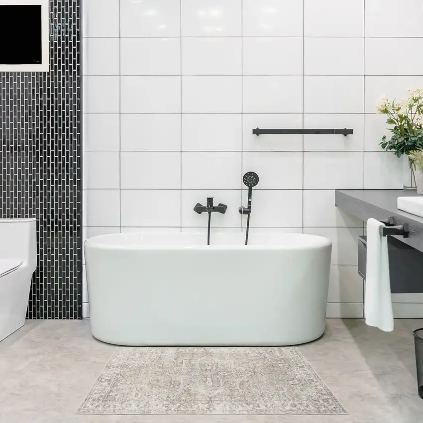 Beige Oriental Power Loom Washable Area Rug Photo 5