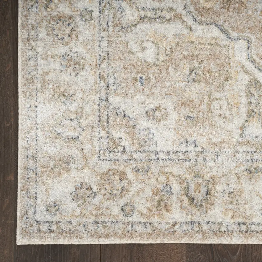 Beige Oriental Power Loom Washable Area Rug Photo 6