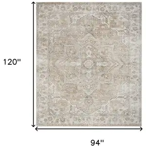 Photo of Beige Oriental Power Loom Washable Area Rug