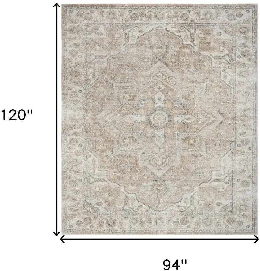 Beige Oriental Power Loom Washable Area Rug Photo 8