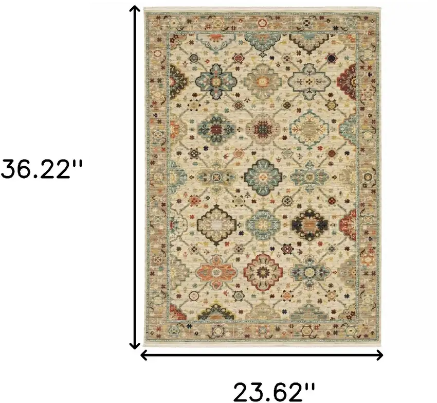 Beige Pale Blue Rust Gold Tan Brown And Orange Oriental Power Loom Stain Resistant Area Rug With Fringe Photo 10