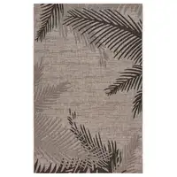 Photo of Beige Palm Leaves Indoor Outdoor Area Rug