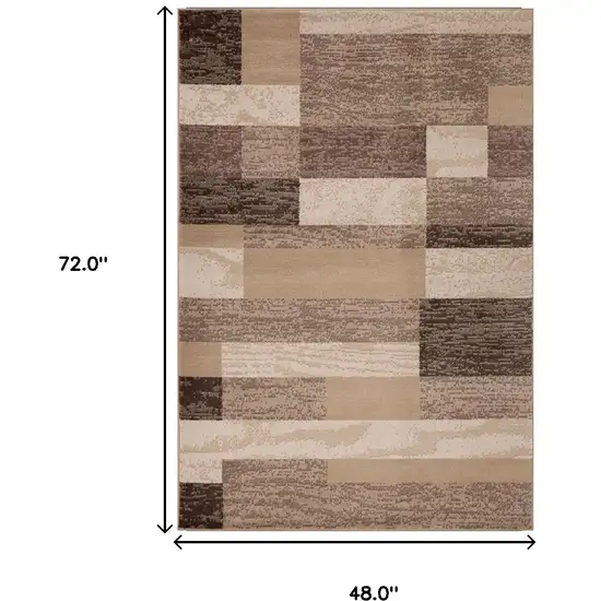 Beige And Brown Patchwork Area Rug Photo 3