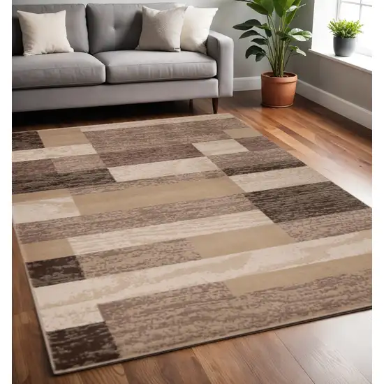 Beige And Brown Patchwork Area Rug Photo 1