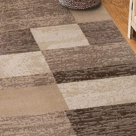 Beige And Brown Patchwork Area Rug Photo 6