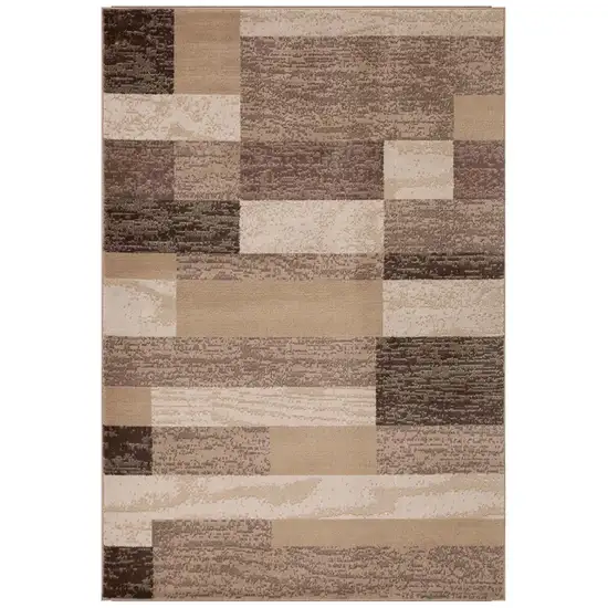 Beige And Brown Patchwork Area Rug Photo 2