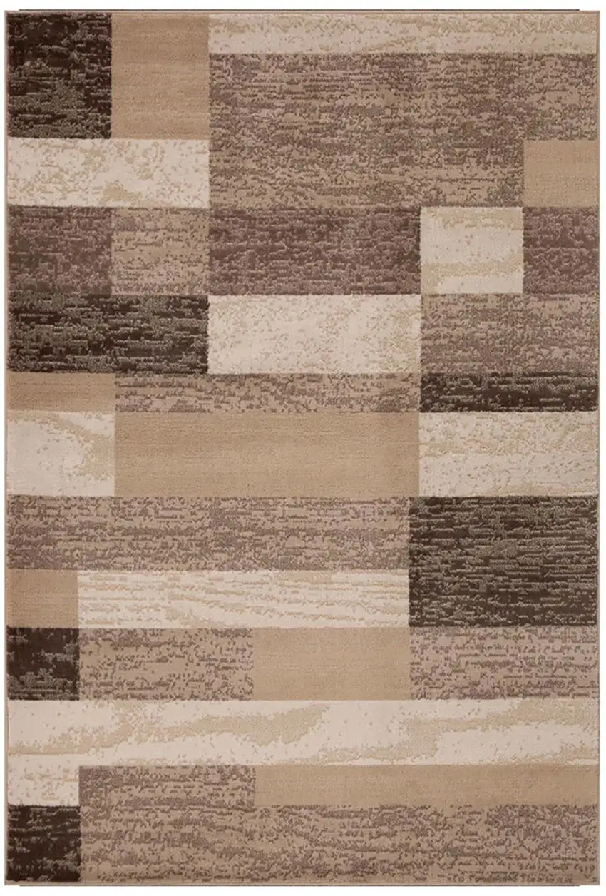 Beige And Brown Patchwork Area Rug Photo 2