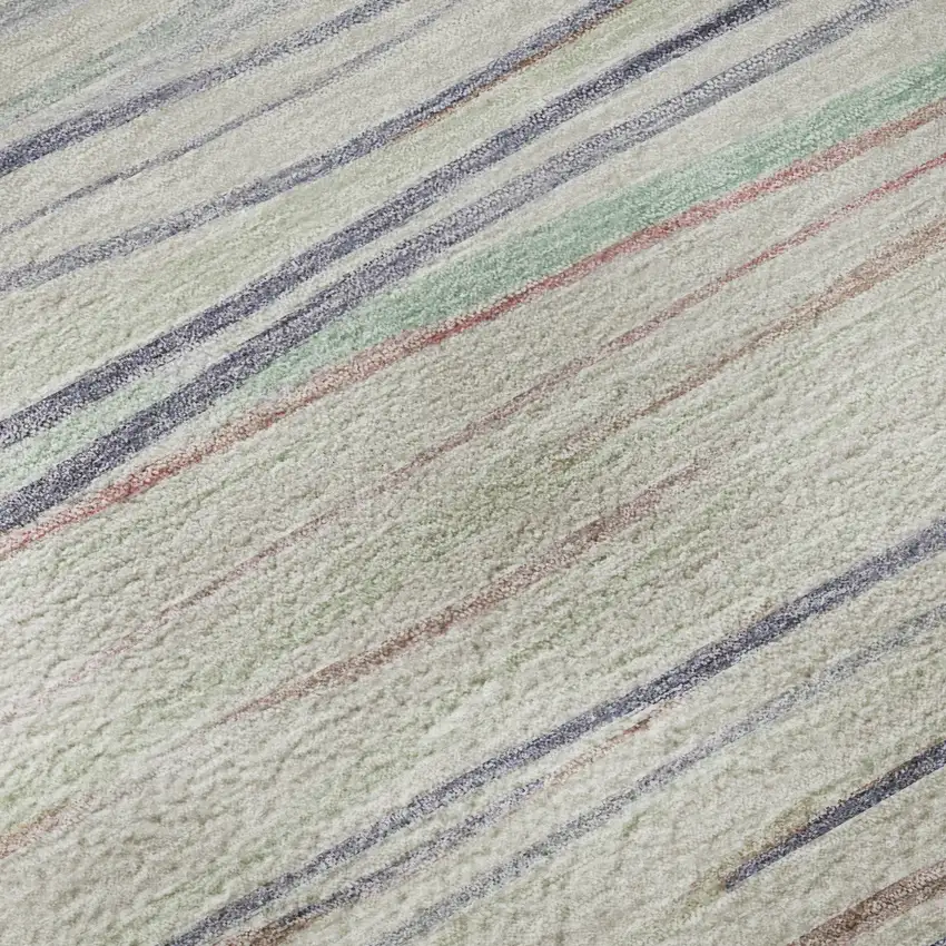 Beige Pink And Purple Striped Washable Area Rug With UV Protection Photo 9