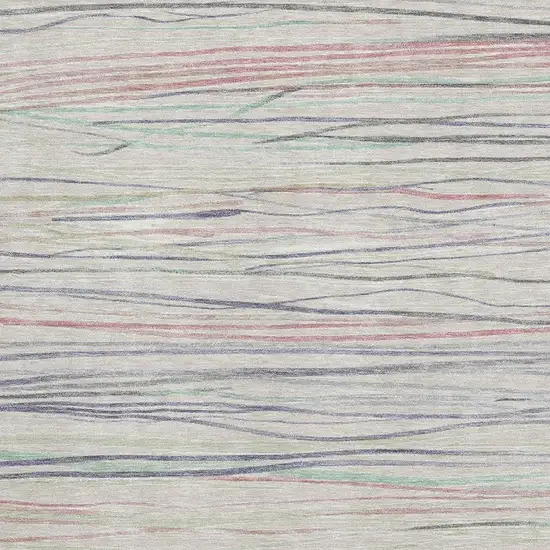 Beige Pink And Purple Striped Washable Area Rug With UV Protection Photo 2