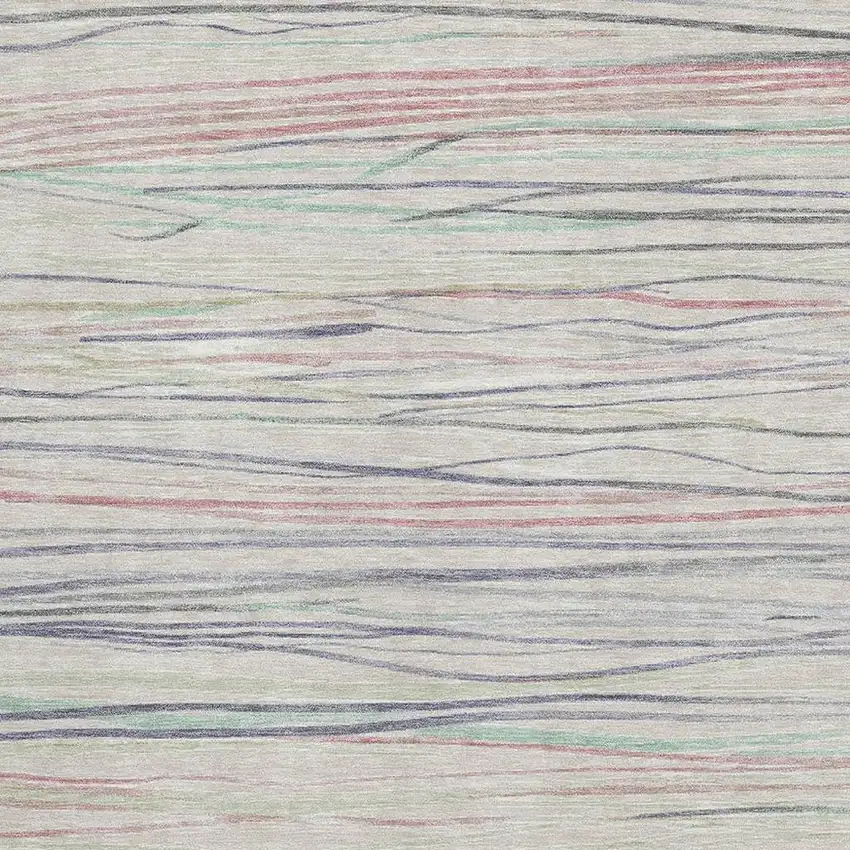 Beige Pink And Purple Striped Washable Area Rug With UV Protection Photo 2