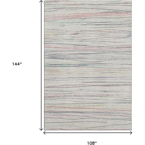 Beige Pink And Purple Striped Washable Area Rug With UV Protection Photo 9